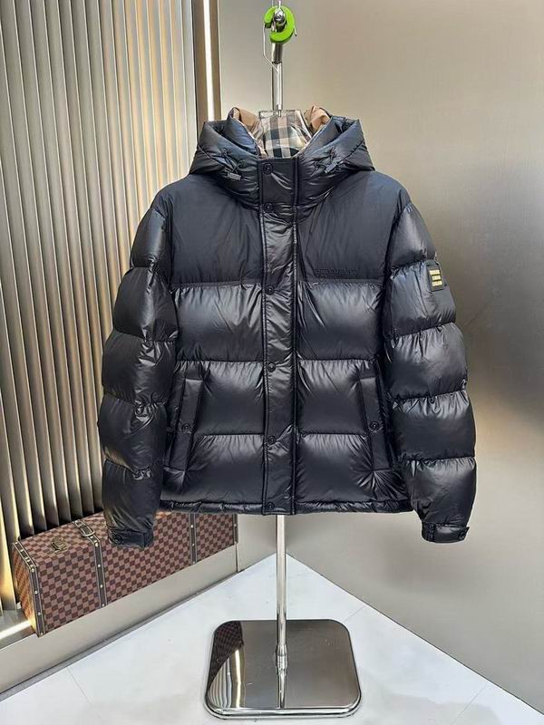 Burberry Black Hooded Down Puffer Jacket with Check Lining