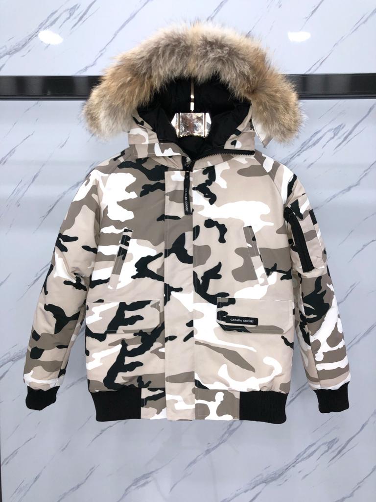 Canada Goose Camo Down Bomber Jacket, Fur Hood, Beige/Khaki